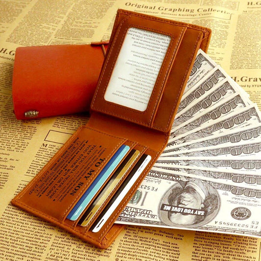 Premium Crazy Horse Leather Wallet with Laser Engraving - Durable and Sophisticated British Accessory