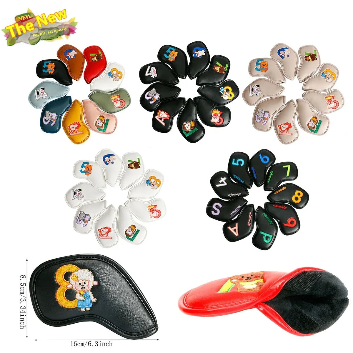 Premium printed golf iron covers in a variety of vibrant colours, designed to protect clubs and showcase personal style