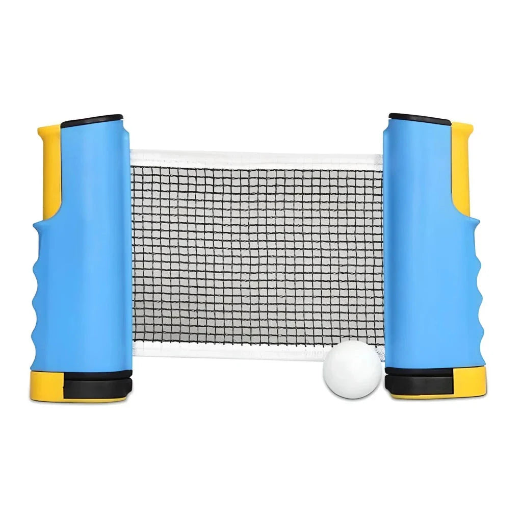 Compact retractable table tennis net that can be set up on any table for instant ping pong action