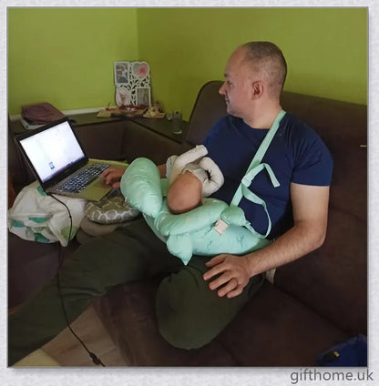 Premium breastfeeding nursing pillow with adjustable buckle, soft cotton fabric, and extra cushioning to support baby's head and prevent reflux.