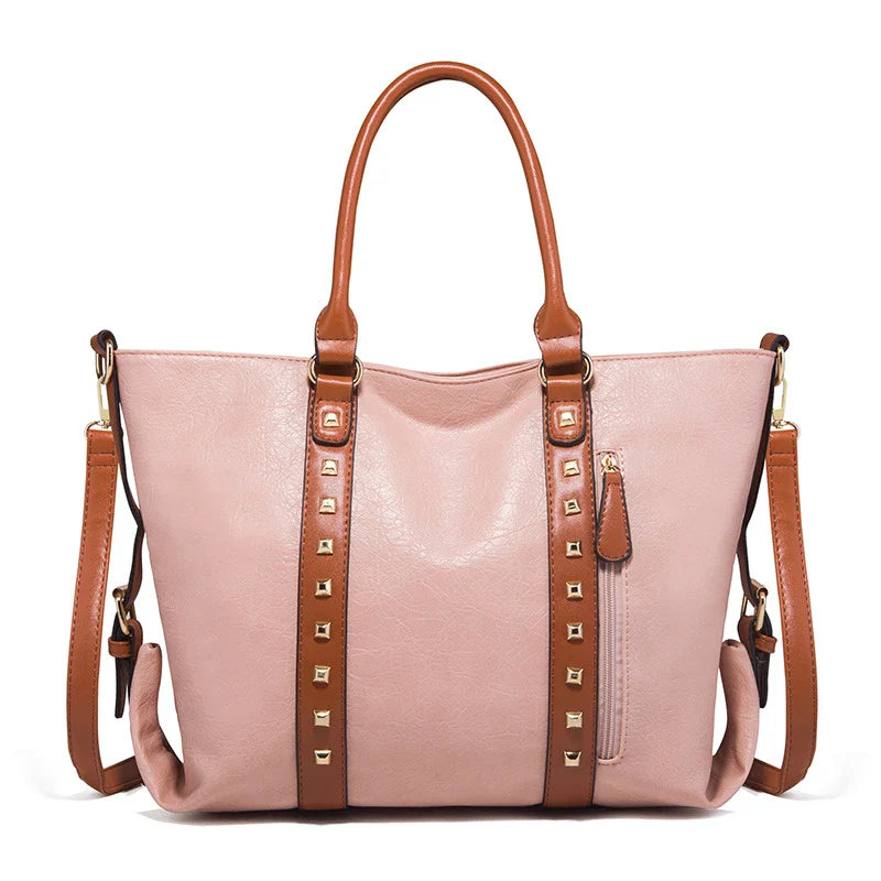 Premium leather shoulder bag in various colours, featuring a spacious yet sleek design for the modern British woman