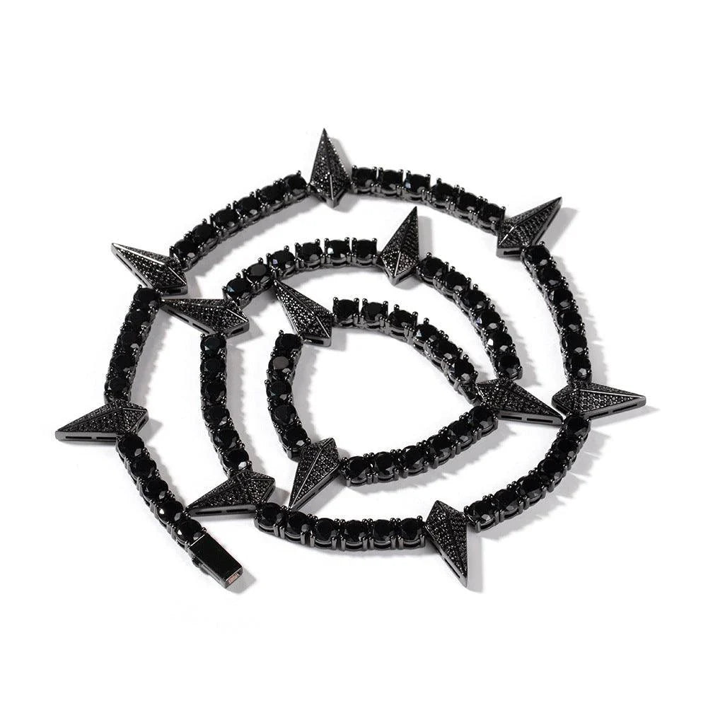 Premium men's copper necklace with zircon stones in a geometric design, available in various lengths and colours
