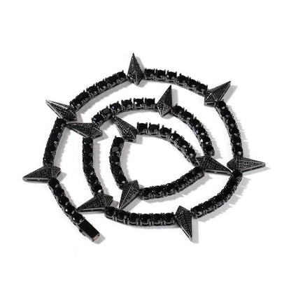 Premium men's copper necklace with zircon stones in a geometric design, available in various lengths and colours