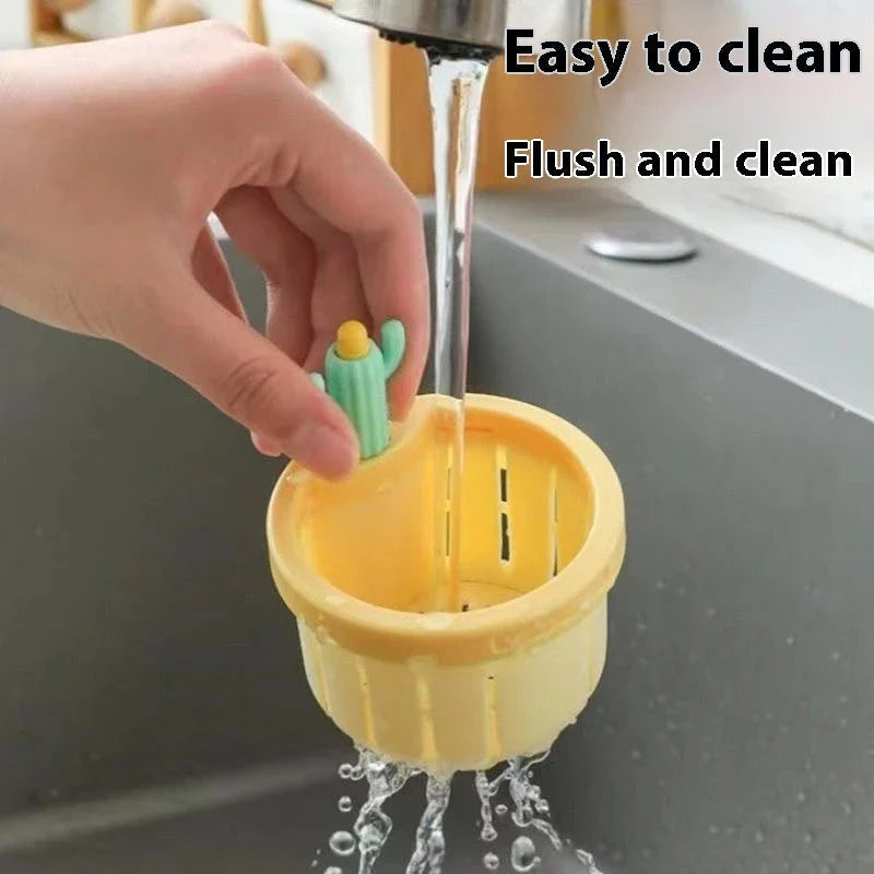 Elegant green cactus-inspired sink filter basket with effective debris trapping capabilities