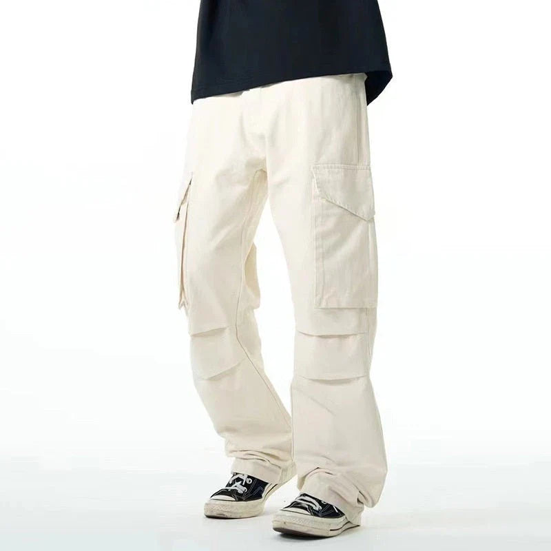 Premium men's overalls with innovative three-dimensional pleated design and large pockets, made from durable cotton fabric