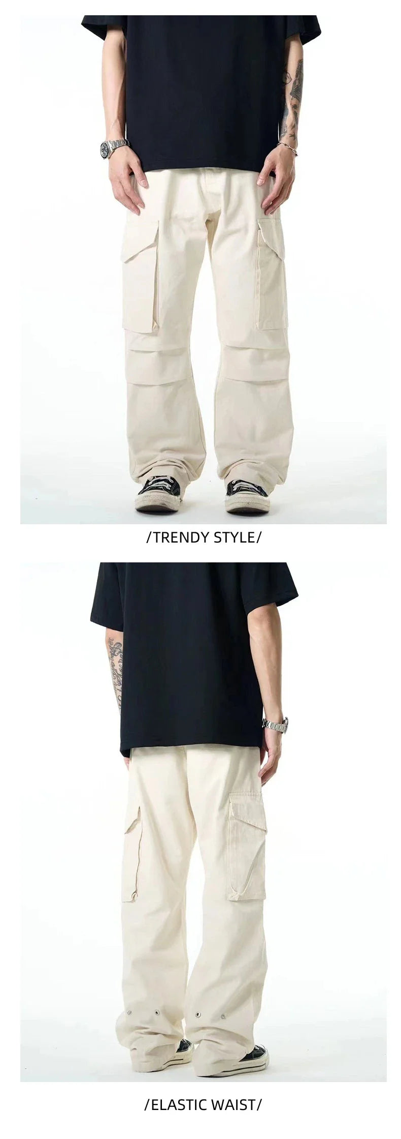 Premium men's overalls with innovative three-dimensional pleated design and large pockets, made from durable cotton fabric