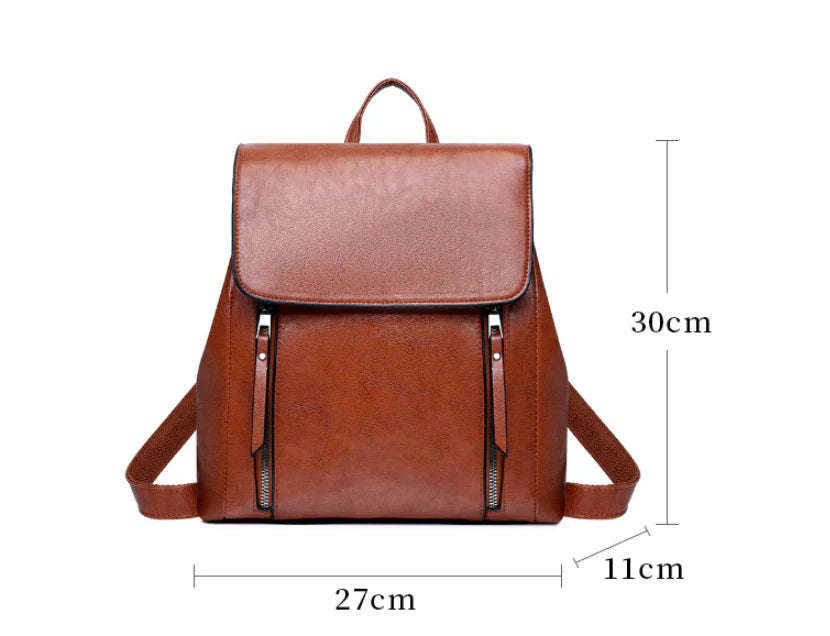 Premium oil-wax women's backpack in various colours, featuring a sleek and vintage-inspired design for a stylish city companion