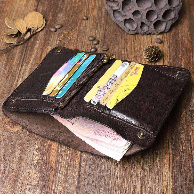 Classically Crafted Premium Leather Wallet in Dark Coffee Colour with Pleated Design