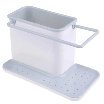 A premium multifunctional kitchen organiser with storage compartments, a towel rail, and a drip tray for keeping your sink area tidy and organised.