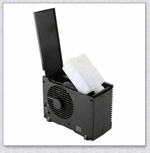 Compact Portable Car Air Conditioner with adjustable settings and non-slip base for keeping your vehicle cool and comfortable.
