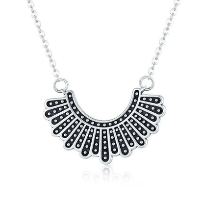 925 sterling silver necklace with lace detailing, inspired by Ruth Bader Ginsburg's iconic 'dissenting collar'