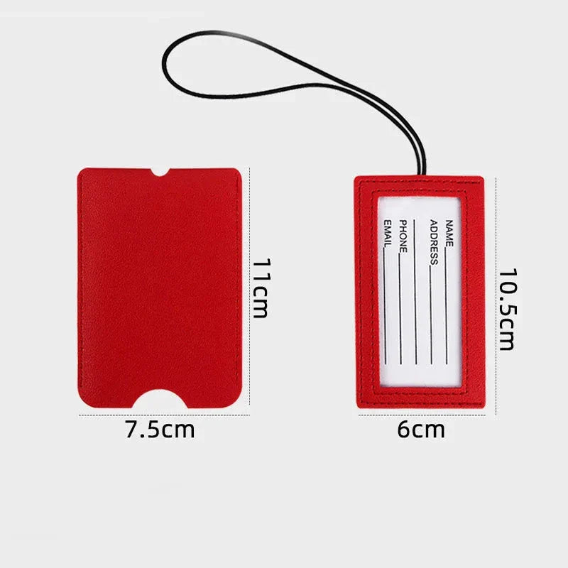 Premium PU leather luggage tags in a vibrant gray colour, with a discreet pull-out information card for easy customization.