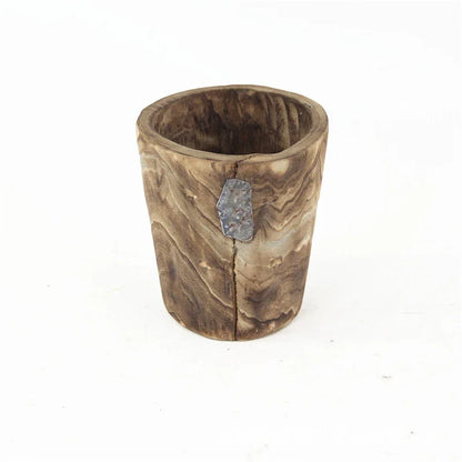 Handmade wooden flower pot and vase in a modern, minimalist design made from sustainable willow wood