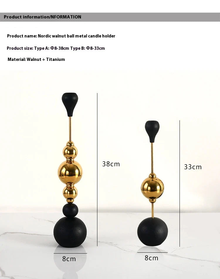 Elegant stainless steel and wooden candlestick set with a captivating design that creates a soothing ambience in any living space