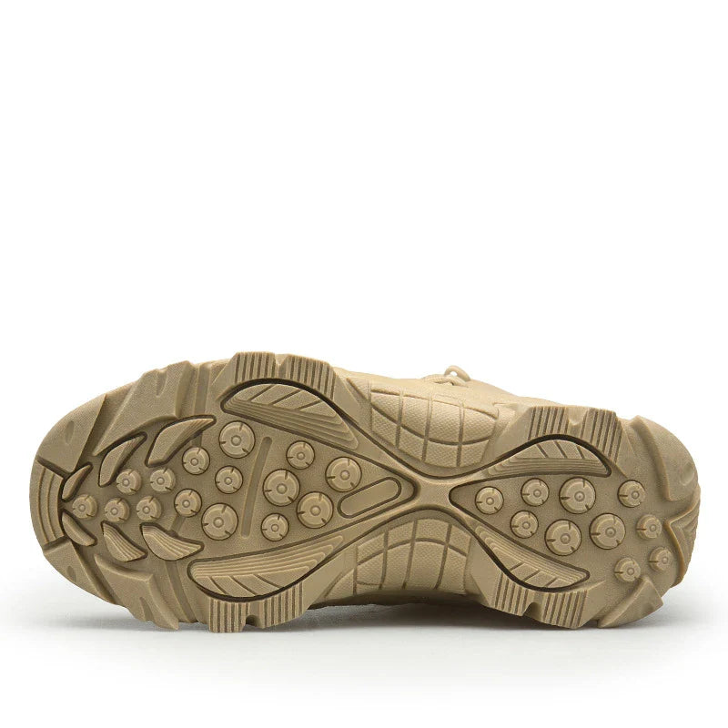 Rugged microfibre leather tactical boots with rubber soles, designed for outdoor adventures and self-defence training