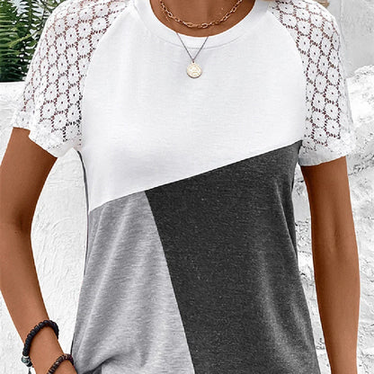 Stylish lace-trimmed women's t-shirt in multiple colours and sizes