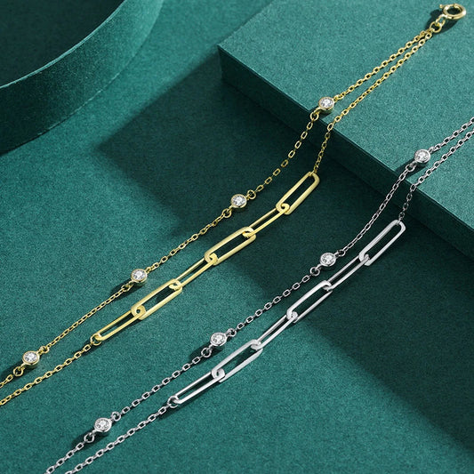 Elegant ladies' fashion accessory bracelet with a premium micro-inlay design and adjustable chain length