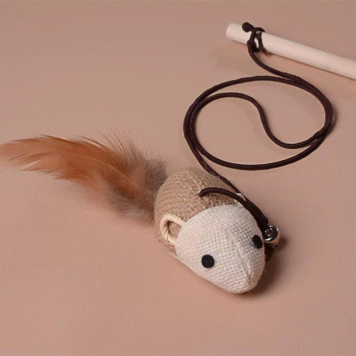 A wooden cat toy with a ball-shaped design, designed to engage cats in playful chasing and swatting activities.