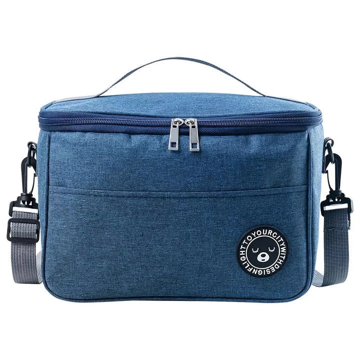 Premium thermal lunch bag in various colours, featuring insulation, waterproof design, and adjustable shoulder strap for busy UK professionals