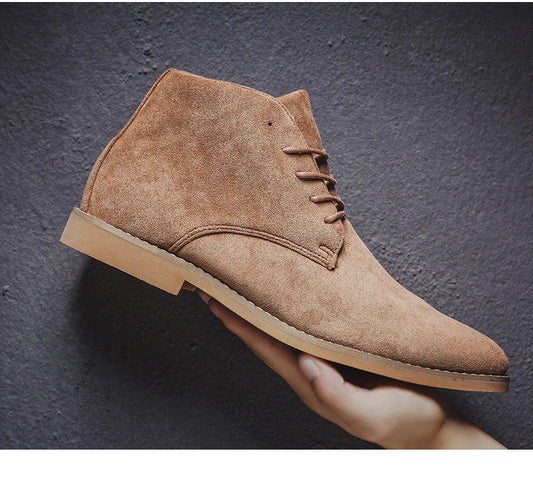 Sophisticated British-style pointed toe leather boots for men in a variety of sizes
