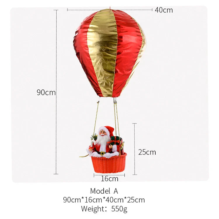 Premium handcrafted hot air balloon Christmas ceiling decoration with Santa Claus design