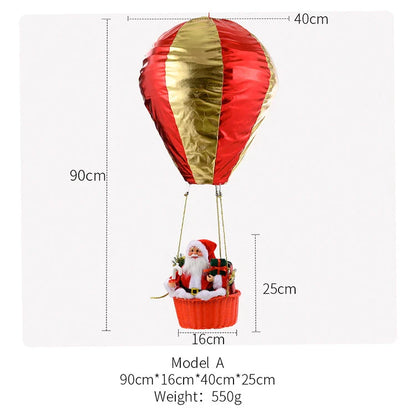 Premium handcrafted hot air balloon Christmas ceiling decoration with Santa Claus design