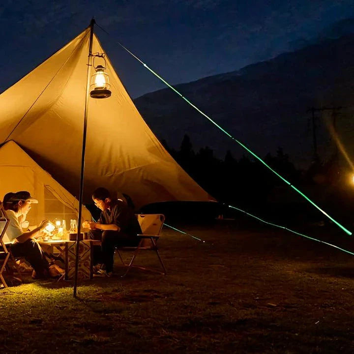 Rechargeable Waterproof Outdoor Camping Wind Rope Light with multiple colour modes and waterproof design