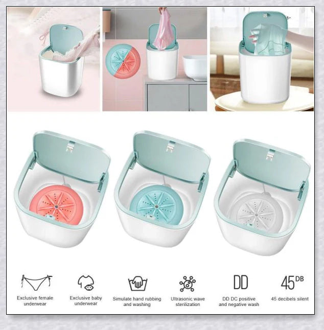 Compact, portable washing machine with customisable water levels and high-power cleaning capabilities