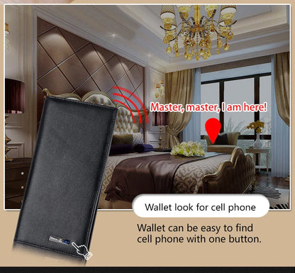 Premium large capacity anti-loss business leather clutch wallet in black colour