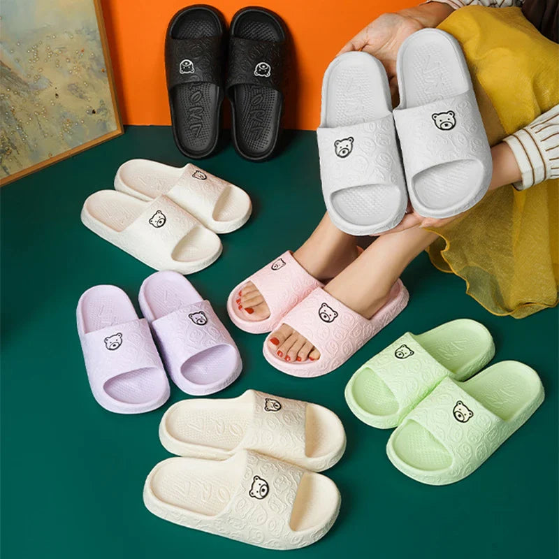 Soft, cosy bear-themed slippers with non-slip soles for comfortable indoor wear