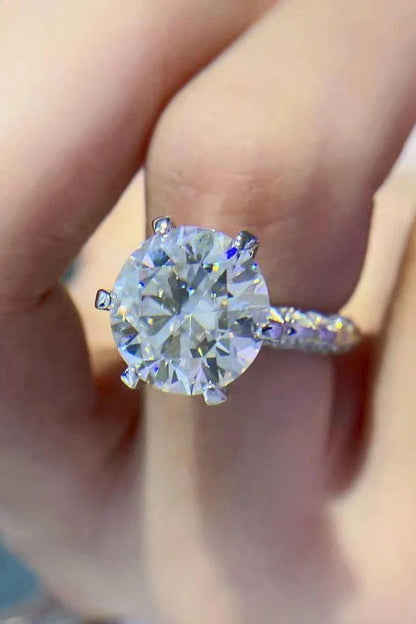 Elegant 5 carat moissanite cocktail ring in platinum-plated sterling silver setting