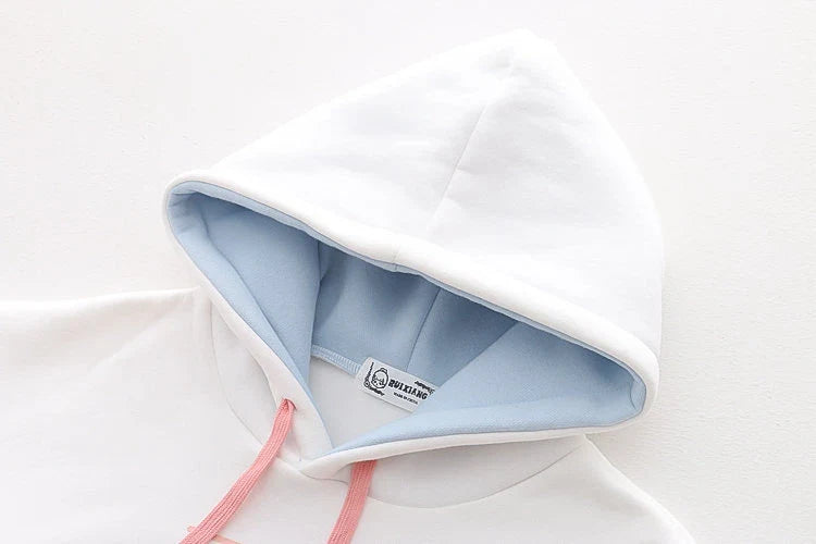 Premium Luxury Hooded Velvet Jumper for Students in White or Beige Velvet