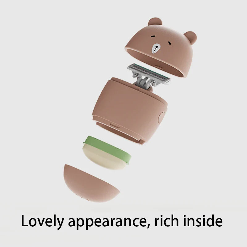 Portable Cute Bear Razor Set for Women with Safety Blades and Moisturising Soap