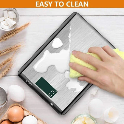 Premium stainless steel digital kitchen scale with large display for precise cooking and baking measurements