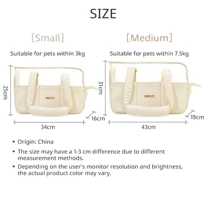 Beige Pet Travel Backpack for Small Dogs with Breathable Cotton Design