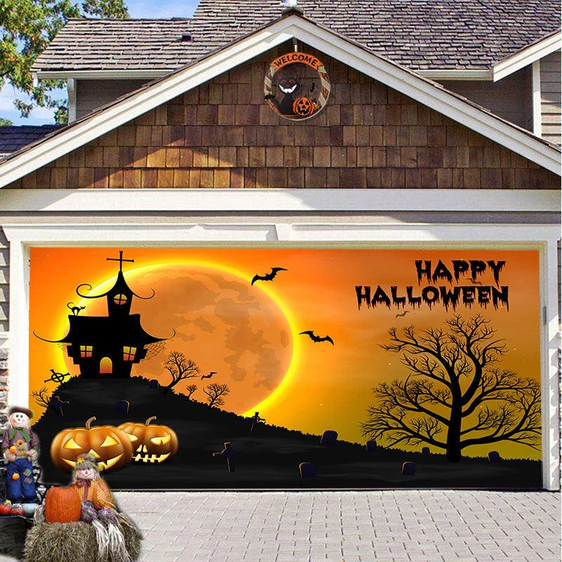 Decorative hanging cloth fabric with geometric abstraction pattern for Halloween party backdrop