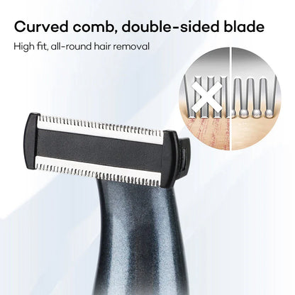 4-in-1 Rechargeable Electric Shaver for Men and Women, featuring premium materials, efficient hair removal, and smart charging capabilities
