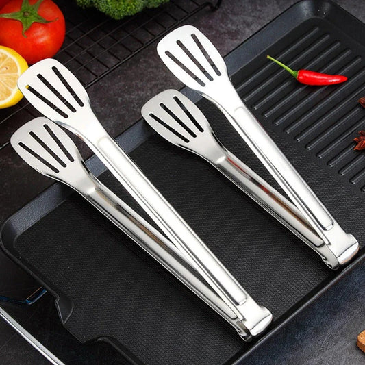 Premium 304 stainless steel BBQ tongs with ergonomic non-slip grip for durable and versatile grilling and cooking