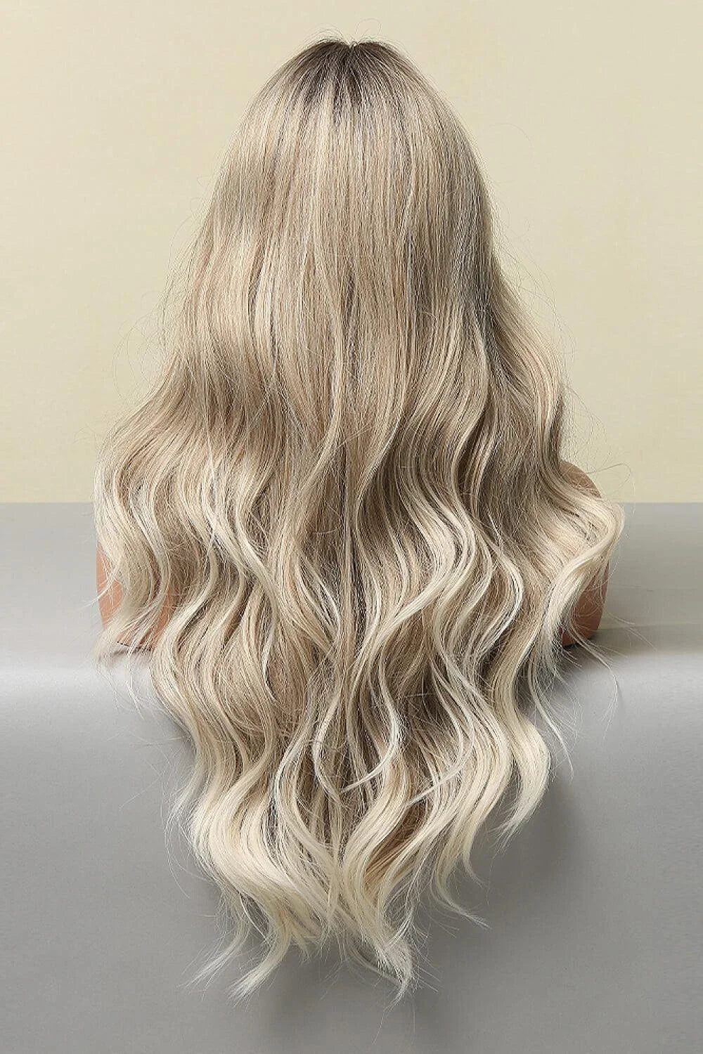 Trendha's premium 26-inch full-machine long wave wig in a vibrant silver/gray colour, showcasing a luxurious, natural-looking wave texture.