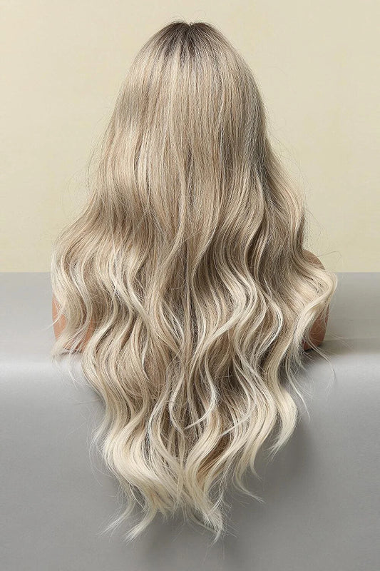Trendha's premium 26-inch full-machine long wave wig in a vibrant silver/gray colour, showcasing a luxurious, natural-looking wave texture.