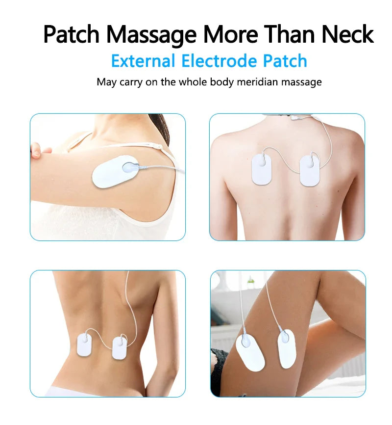 A wireless neck massager with an adjustable design for targeted neck pain relief and muscle relaxation.