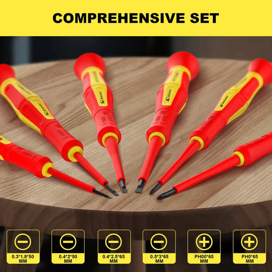 Premium 1000V insulated electrician screwdriver set with S2 steel construction, magnetic tips, and ergonomic non-slip handles for safe and precise electrical work