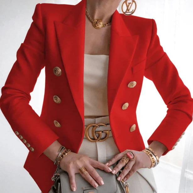 Tailored casual blazer in khaki colour, featuring a sophisticated and versatile design for women