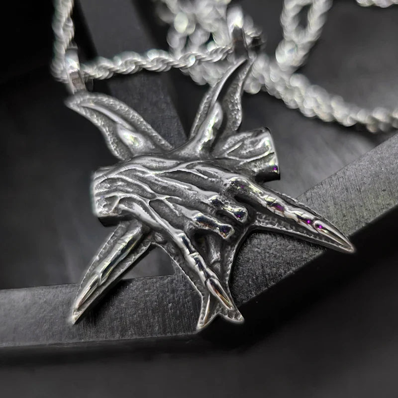 Sleek three-dimensional titanium steel pendant necklace in two chain length options