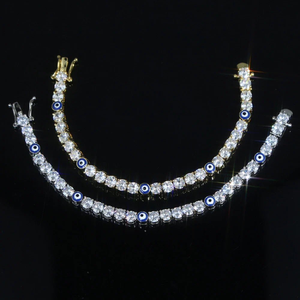 Elegant 5mm zircon tennis bracelet in silver or gold with adjustable length options