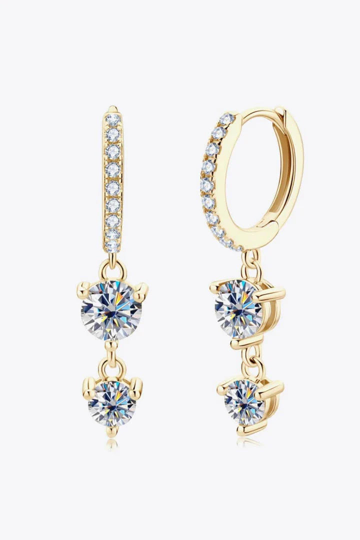 Elegant Moissanite Drop Earrings in Refined Sterling Silver with Platinum and 18k Gold Plating