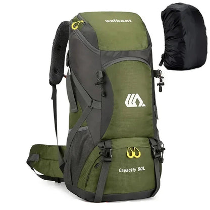 Premium 50L waterproof backpack with hydration system, shoe compartment, and reflective safety features for outdoor adventures
