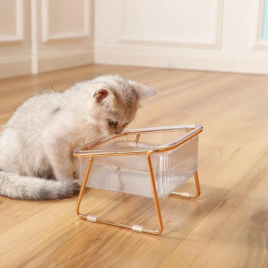 Premium dual pet bowls made of iron with a non-slip base, available in small and large sizes to accommodate different pet needs