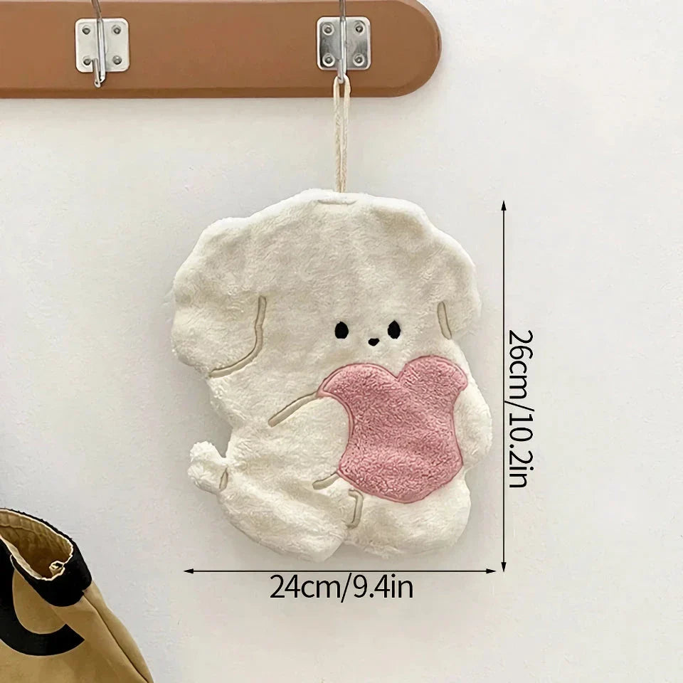 Charming animal hand towels made from premium Coral Fleece, featuring playful puppy and pig designs for a delightful addition to any kitchen or bathroom