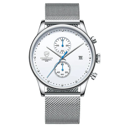 Cheetah Premium Men's Timepiece with Stainless Steel Band, Dual-Eye Design, and Waterproof Construction